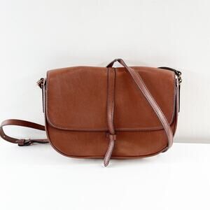 Banana Republic Half Moon Leather Crossbody Bag Purse Chestnut Brown